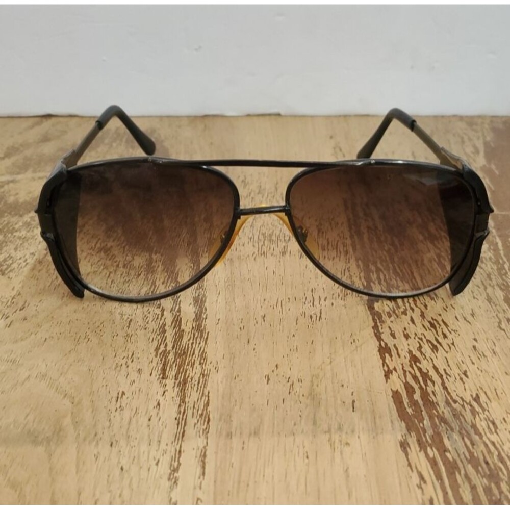 Vintage Clear-View Z87 Aviator Safety Glasses Side Shields Dark Grey Frame 5 3/4